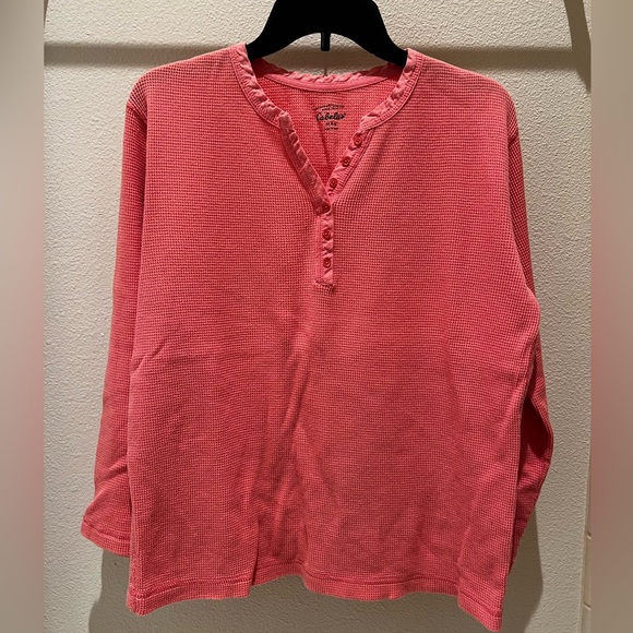 EUC Womens Pink Cabela’s Waffle Knit V Neck Long Sleeve Shirt! - Picture 2 of 7